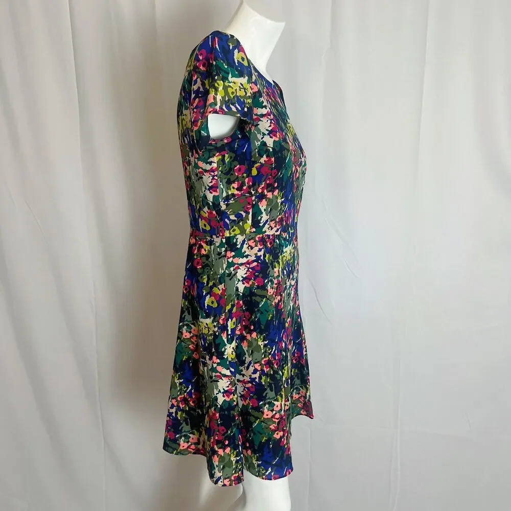 J. Crew Green Watercolor Floral A Line Dress Women's Size 6